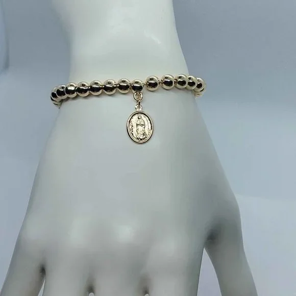 Brand New  Brazilian 18k Gold Filled Virgen De Guadalupe Adjustable Bracelet - Picture 3 of 4